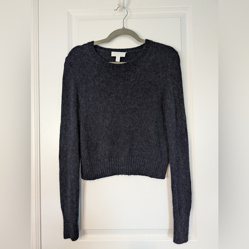 The White Company White Label Cropped Wool Alpaca Blend Sweater Navy Blue Size S